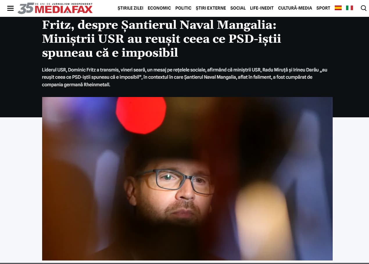 MEDIAFAX — apariție în presă — Apariție în presă online și documentare vizuală a evenimentelor publice.