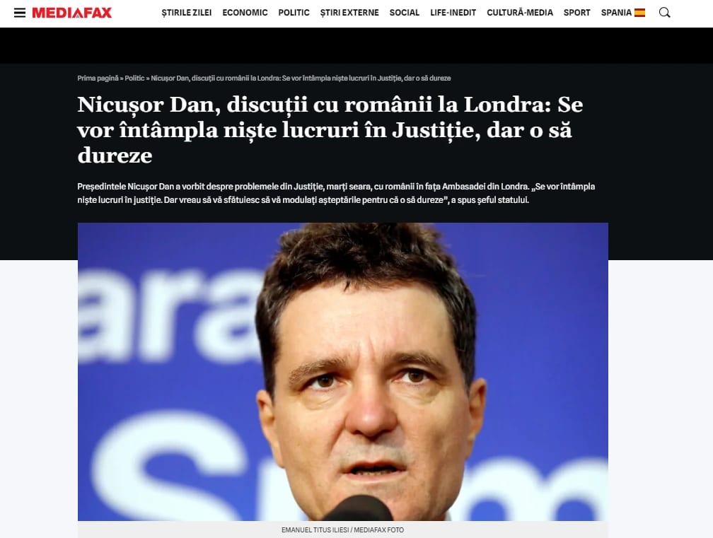 Mediafax — apariție în presă