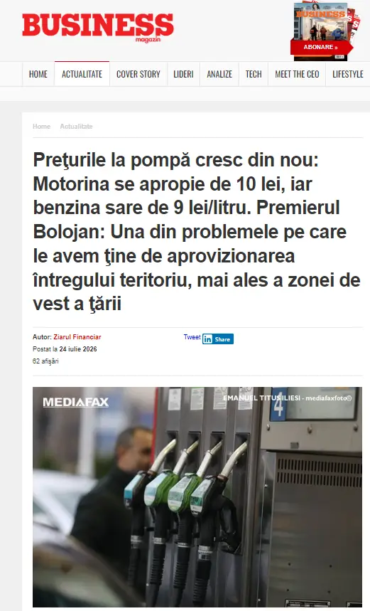 Business Magazin — apariție în presă